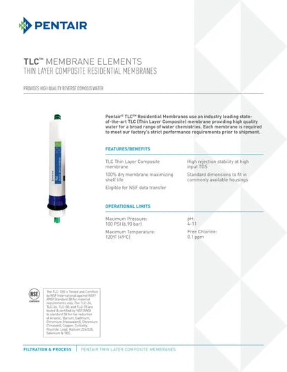 Pentek, Pentair TLC membrane 100GPD