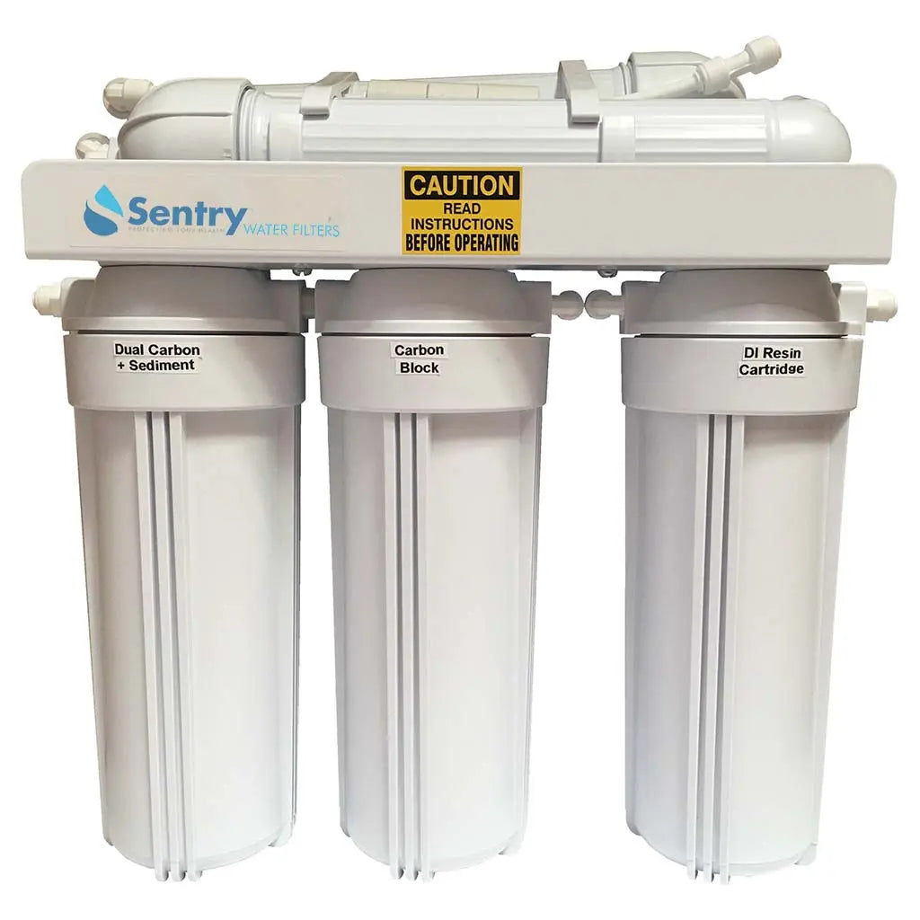PRO-5DJ reverse osmosis system with DI white sentry
