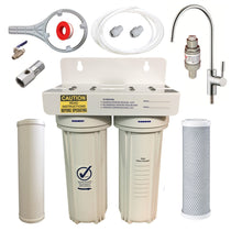Load image into Gallery viewer, US2 Dual undersink water filter with ceramic filters and modern faucettap installation kit full