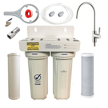 US2 dual under sink water filter with ceramic filters modern faucet tap installation kit full