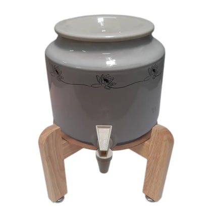 Waterworks ceramic well water crock with stand