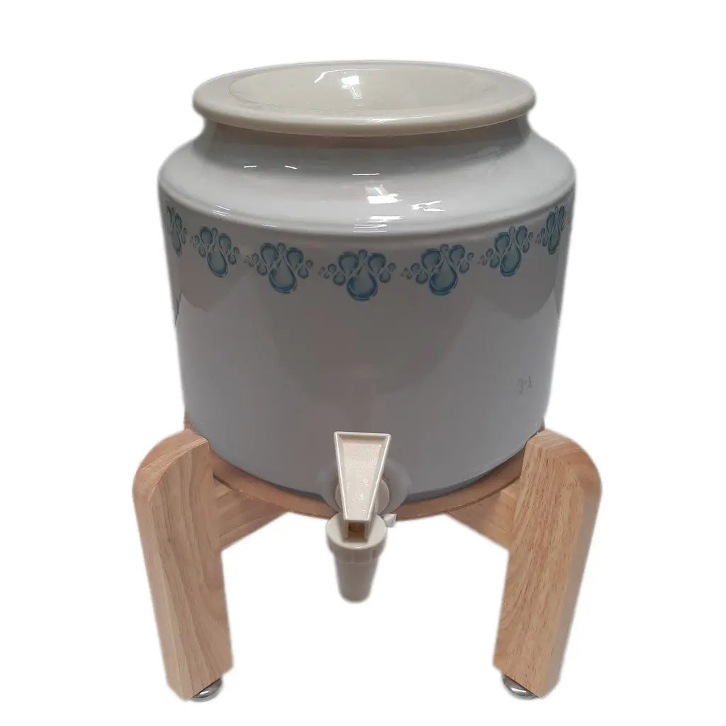 Waterworks ceramic well water crock with stand